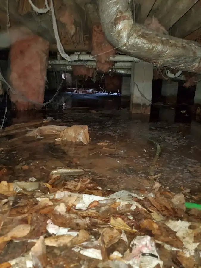 Crawl space flood assessment for Commercial Water Damage Restoration in Malden