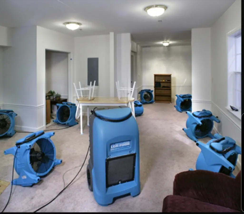 Air movers and dehumidifier setup for Water Extraction & Removal in Malden