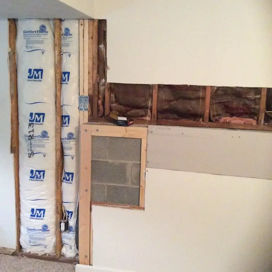 Wall insulation replacement during Basement Flood Cleanup in Malden